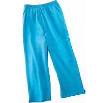 Collections Etc Women's Elastic Waist Comfortable Cropped Capri Pants, Turquoise, XX-Large