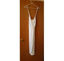 Shein Belle, White, Cross Straps, Lined, Plunging Maxi Dress