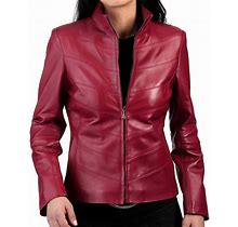 Women's Genuine Lambskin Leather Jacket Motorcycle Slim Fit Coat