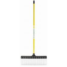Rake 55-Inch Lightweight Fiberglass Handle, 21-Inch Head, Durable Steel Tines For Gardening, De-Thatching Or Professional Landscaping (6-Pack)