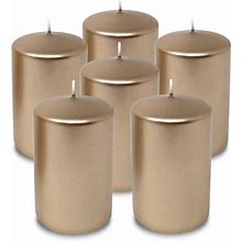 Hyoola Metallic Pillar Candles - 6 Pack - Copper Pillar Candles - European Made Decorative Pillar Candles - 2.4 Inch X 4 Inch