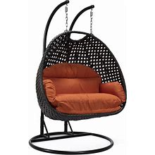 Leisuremod Mendoza Charcoal Orange Hanging Swing Chair