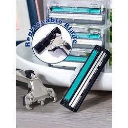 (2 Handle + 48 Blades)Men Manual Safety Razor 2-Layer Stainless Steel Shaving Blades Replaceable Shaver Head