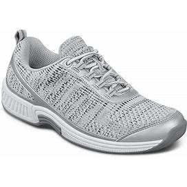 Podiatrist Recommended Sensitive Feet Sneakers, Premium Arch Support, Stretchable, Women's Sneakers | Orthofeet Shoes, Sandy, 12 / Wide / Silver