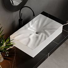 Bathroom Ceramic Rectangle Vessel Sink Modern Art Sink In White
