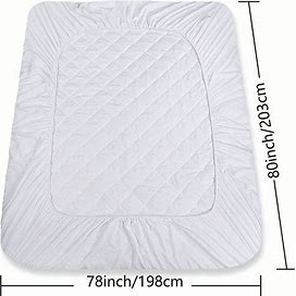 1Pc Bedding Quilted Fitted Mattress Pad, Elastic Fitted Mattress Protector, Mattress Cover Up To 16 Inches Deep, Machine,White,Reliable,Temu