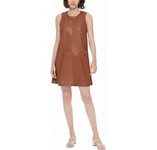 Calvin Klein Womens Faux Leather Mini Shift Dress