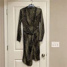 Prettylittlething Dresses | Pretty Little Thing Army/ Black Snake Skin Long Sleeve Dress | Color: Black/Green | Size: 8