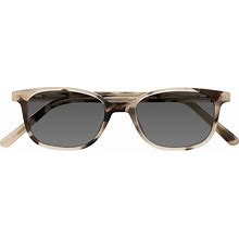 Ivory Tortoise Classic Low Bridge Fit Rectangle Tinted Sunglasses With Medium Gray Sunwear Lenses