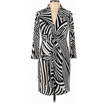 Boston Proper Casual Dress Tie Neck 3/4 Sleeve: Silver Zebra Print Dresses - Women's Size 10