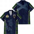 Rollo Modern Tartan Short Sleeve Button Up Shirt With Family Crest And Scottish Thistle Vibes Sport Style