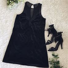 One Clothing Dresses | Velvet Cocktail Classy Sexy Mini Plunge Mesh | Color: Black | Size: S