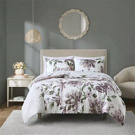 Madison Park Essentials Leena Floral Comforter Set With Sheets, Purple, Cal King
