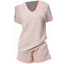 Leopard Print Short Sleeve Top Wave Dot Button Home Clothes Pajamas Set Womens Pajamas Set Plus Size Shirt Dress Long