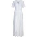 Gdreda Sexy Dress Ladies Elegant Dress V-Neck Short-Sleeved Hollow Floral Lace Long Dress White,M
