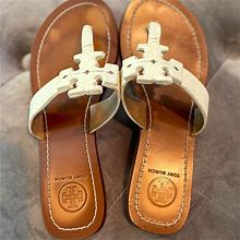 Tory Burch Shoes | Tory Burch Tumbled Moore Sandal In Cream Size 5.5 m. Like New! $95 | Color: Cream | Size: 5.5