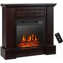 Canada Only - 32" 1400W Electric TV Stand Fireplace Heater Mantel With 3D Flame , Natural