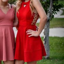 Emerald Sundae Dresses | Red Strappy Homecoming Dress | Color: Red | Size: S