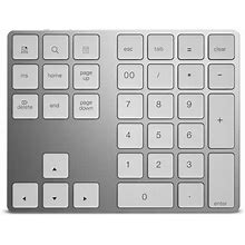Andoer Silver Wireless Numeric Keyboard Aluminium Key Bt Keyboard Built-In Rechargeable Battery Keypad For Windows/Ios/Android (Silver) Size 34