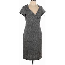 Danny & Nicole Cocktail Dress - Sheath Plunge Short Sleeves: Gray Dresses - Women's Size 10