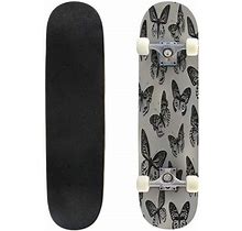 Skateboards For Beginners Pattern Butterflies A Brown Gray Background 31"X8" Maple Double Kick Concave Boards Complete Skateboards Outdoor For Adults