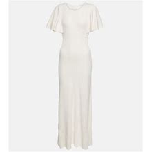 Chloé, Ruffle-Trimmed Wool Midi Dress, Women, White, L, Dresses, Wool