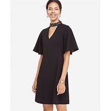 Ann Taylor Petite Beaded Neck Cutout Dress Black Size 2P