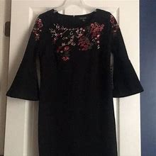 Spense Dresses | Floral Embroidered Black Dress | Color: Black/Red | Size: 8