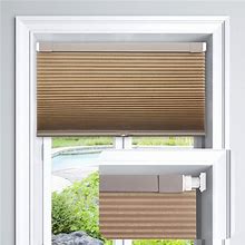 Lazblinds Cordless Cellular Shades No Tools No Drill Light Filtering Polyester Cellular Blinds For Window Size 45'' W X 64'' H, Mocha