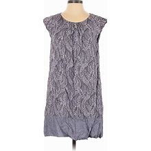 H&M Casual Dress - Shift Tie Neck Sleeveless: Purple Paisley Dresses - Women's Size 8