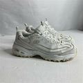 Skechers D'lites Ladies White Size 8 Leather Upper Athletic Sneakers