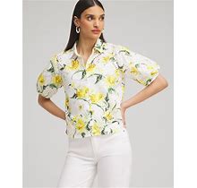 Women's Floral Eyelet Shirt In Yellow Size Medium | Chico's