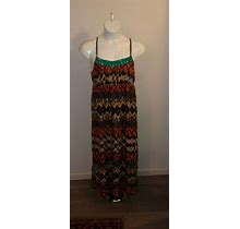 Mossimo Women's Multi-Colored Crochet Beaded Front Maxi Dress Size Xl
