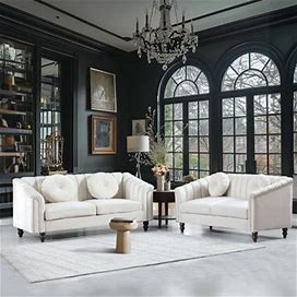 Star Home Living Corp 2 - Piece Living Room Set Velvet In White | Wayfair Living Room Sets 7E5422022ed1ef0e138a2a75ef7ed47c