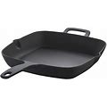 Food Network™ Pre-Seasoned Cast-Iron 11" Square Skillet With Helper Handle, Blue