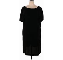 Danny & Nicole Casual Dress - Shift Crew Neck Short Sleeve: Black Solid Dresses - Women's Size 20