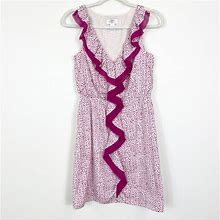 Loft Dresses | Ann Taylor Loft Petites Pink & White Sleeveless Ruffle Dress Size Small | Color: Pink/White | Size: Sp