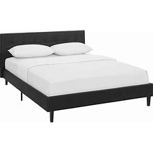 Modway Linnea Upholstered Black Faux Leather Full Platform Bed With Wood Slat Support