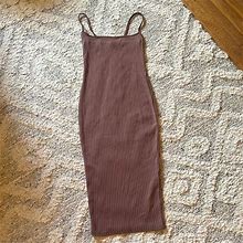 Boohoo Dresses | Boohoo Ribbed Knit Tank Dress Like New | Color: Brown | Size: 2