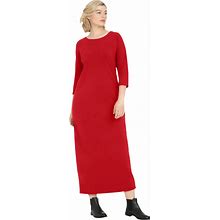 Plus Size Women's 3/4 Sleeve Knit Maxi Dress By Ellos In Chili Red (Size 3X)