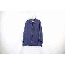 The Hundreds Mens Size Large Faded Big Pocket Collared Button Shirt Blue Cotton