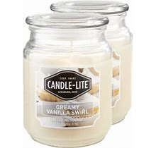 Candle-Lite Scented Candles, Creamy Vanilla Swirl Fragrance, 18 Oz. 2-Pack, Single-Wick Candle With 110 Hours Of Burn Time, Off-White Color
