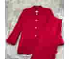 Albert Nipon Skirt Suit Women 10 Red Wool Gold Buttons Straight Skirt