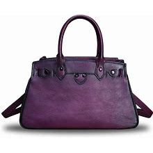 Genuine Leather Top Handle Handbag Purse For Women Handmade Retro Crossbody Satchel Purses