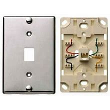 Hubbell Ns723ss, Telephone Wall Jack, Plate,6Pos 4Con,110Term,Ss, 1 PC