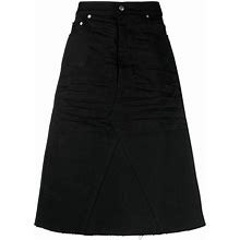 Rick Owens - Distressed-Finish Knee-Length Denim Skirt - Men - Cotton/Polyester/Cotton - 31 - Black