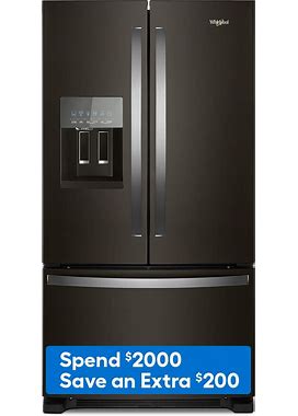 Whirlpool 24.7-Cu Ft French Door Refrigerator With Ice Maker, Water And Ice Dispenser (Fingerprint Resistant Black Stainless) ENERGY STAR | WRF555SDHV
