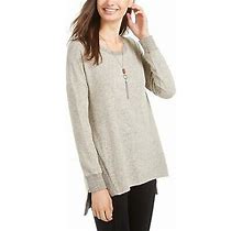 Bcx Juniors' Shine Tunic Sweater With Necklace White Size X-Large