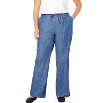 Plus Size Women's Drawstring Denim Wide-Leg Pant By Woman Within In Stonewash (Size 20 WP) Pants
