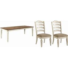 Signature Design By Ashley Realyn Dining Room Extension Table, Chipped White & Design By Ashley Realyn Dining Room Upholstered Chair Set Of 2, Antiqu